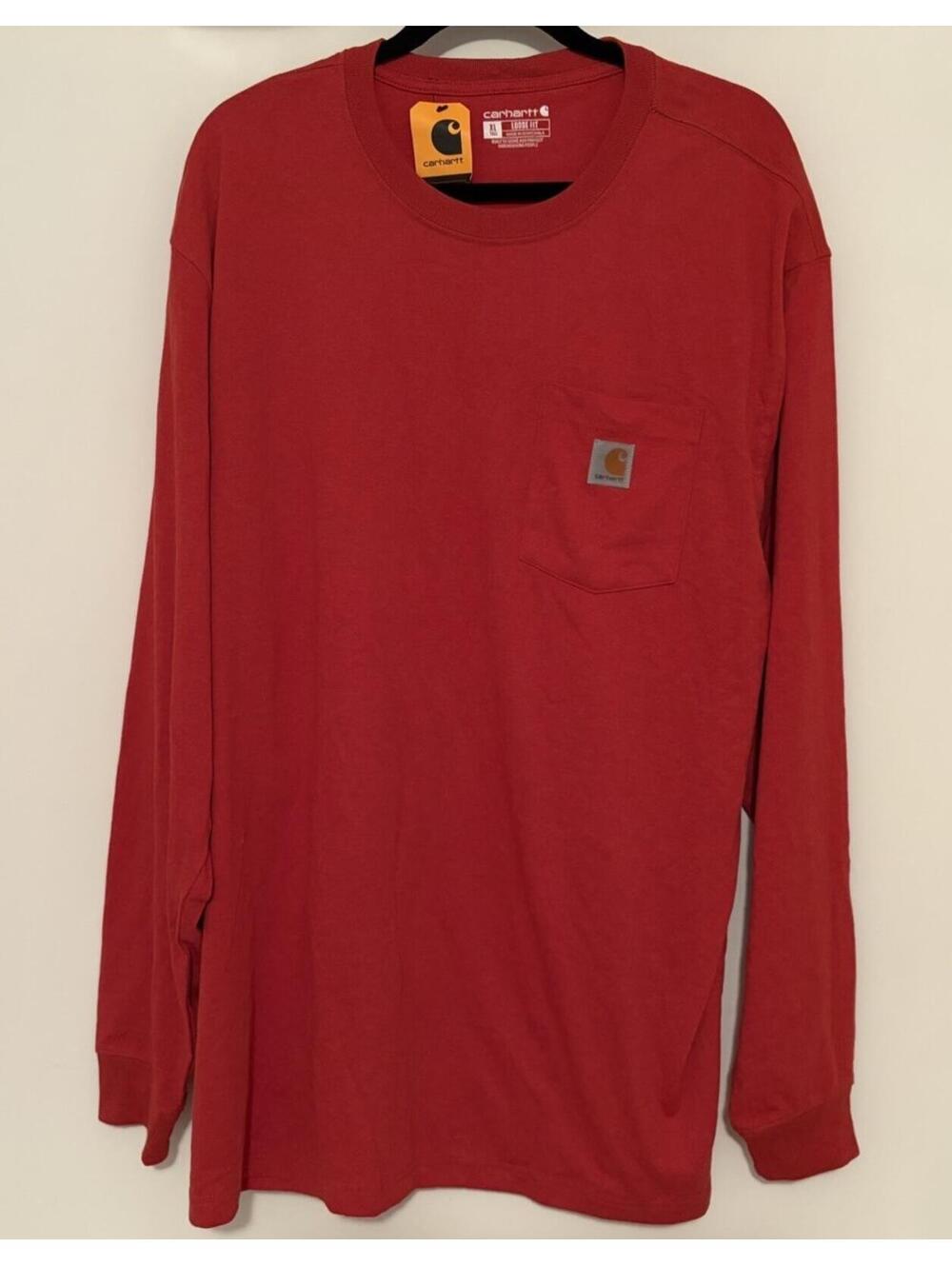 Carhartt Loose Fit Heavyweight Long Sleeve Pocket Red T-Shirt Size XL Tall NEW